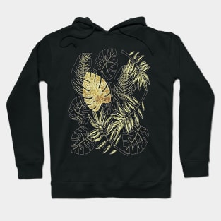 Tropical Leaves with Gold Monstera (Ultra Violet) Hoodie